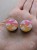 Stylish silver ear tunnels with colorful ombre design and cloud decoration.